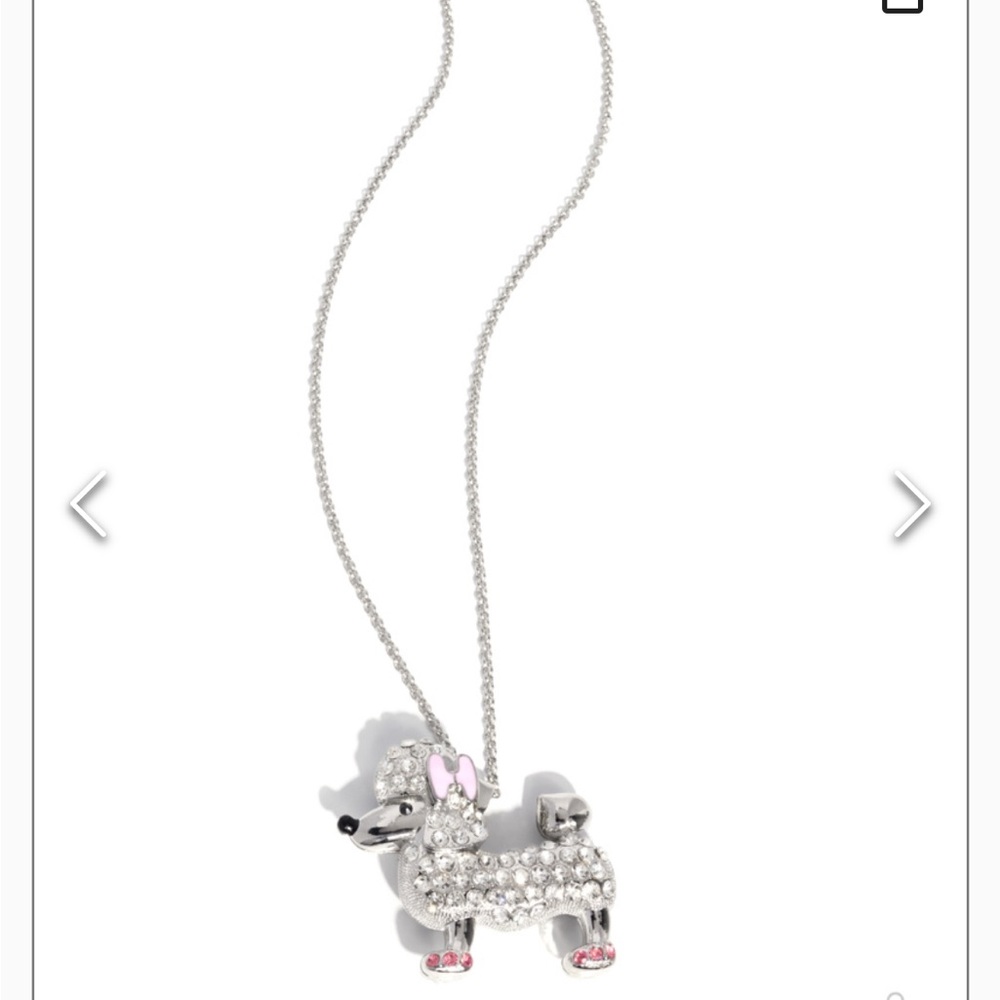 Chic Silver and Pink Poodle Necklace